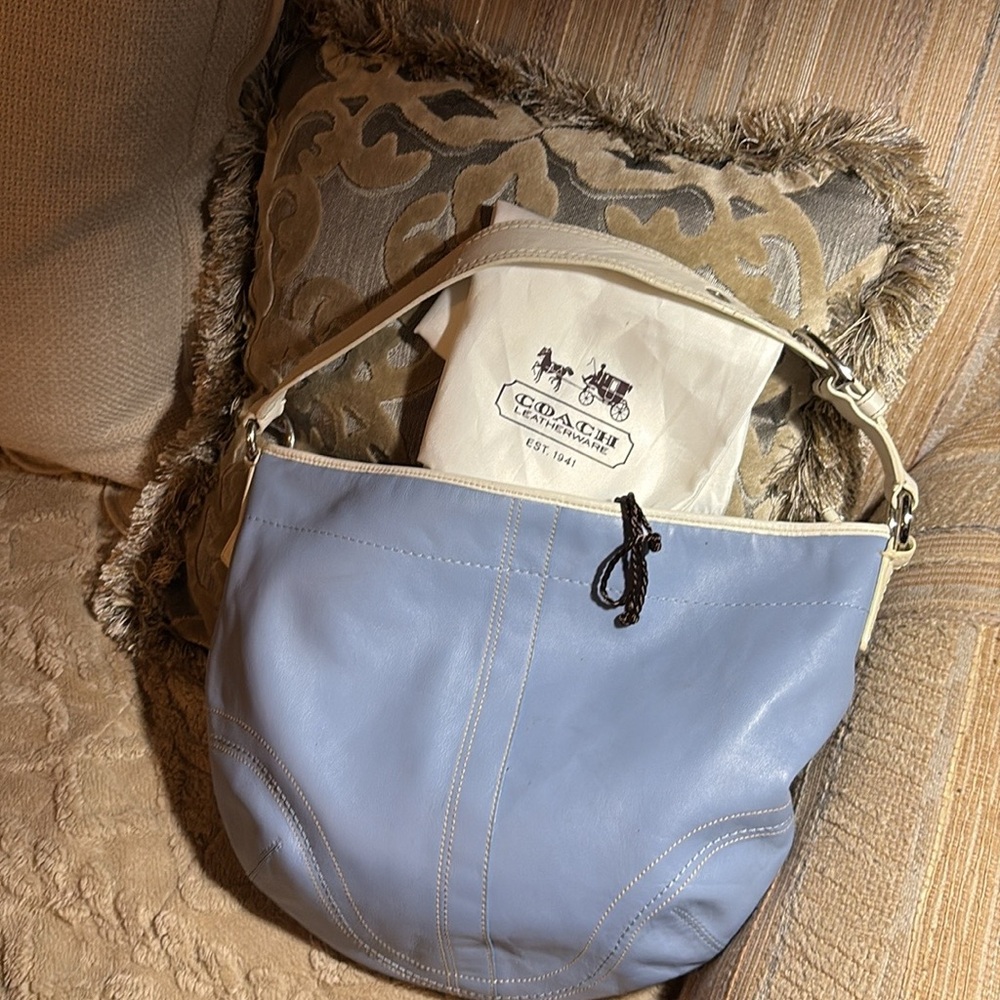 COACH vintage Blue Leather Hobo Shoulder Bag
 ❤️offers